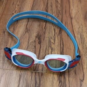 Speedo Kids Swim Goggles - White, Red, and Blue